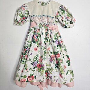 Girls Vintage 80s/90s Floral Formal Dress | Size 8